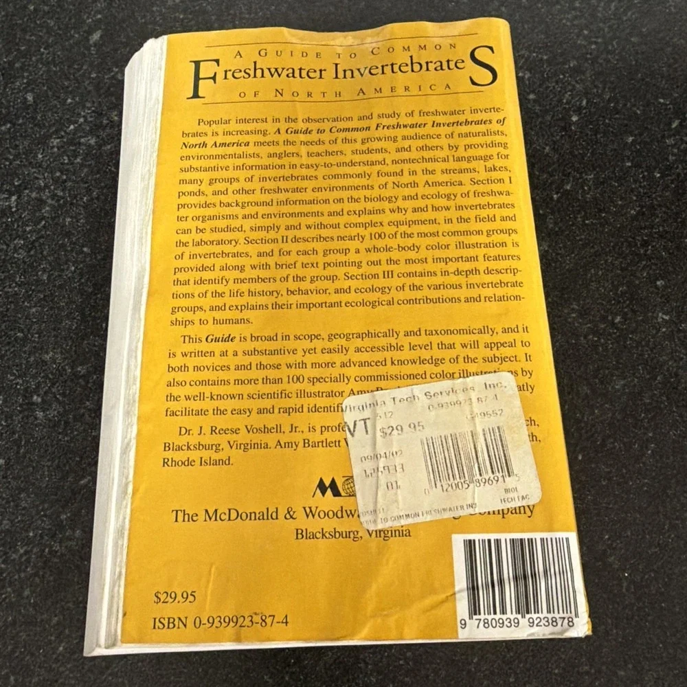 J Reese Voshell Signed Freshwater Invertebrates of North America Paperback
